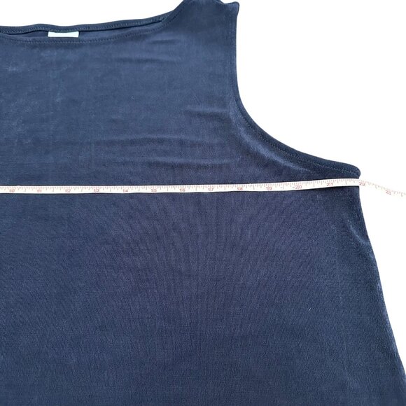 Chico's Shirt Size 3 XL Navy Blue Traveler Classic Side-Slit Tank India Ink - Picture 7 of 10